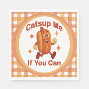 Serviette En Papier Catsume-moi si tu peux drôle Hot Dog - Ketchup Pun