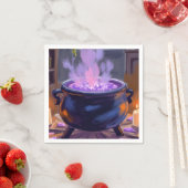 Serviette En Papier Cauldron Purple Halloween Party Éffrayant (En situation)