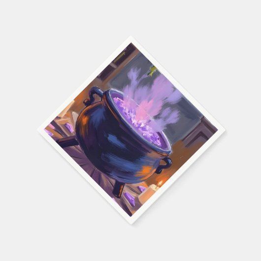 Serviette En Papier Cauldron Purple Halloween Party Éffrayant (Coin)