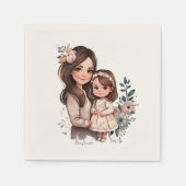 Serviette En Papier Caution adorable mère et fille (3) (Devant)