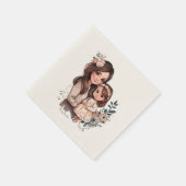 Serviette En Papier Caution adorable mère et fille (3) (Coin)
