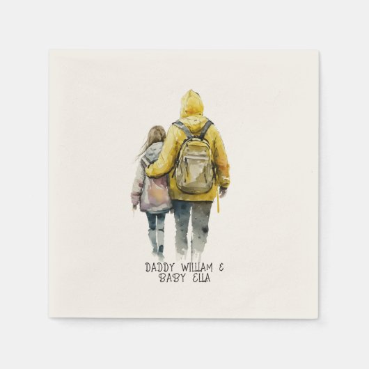 Serviette En Papier Caution père et fille (2) (Devant)