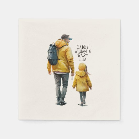 Serviette En Papier Caution père et fille (3) (Devant)