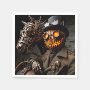Serviette En Papier Cavalier de la citrouille Steampunk Halloween