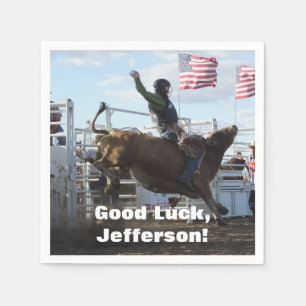 Serviette En Papier Cavalier de Taureau et rodéo s'opposant de Taurea