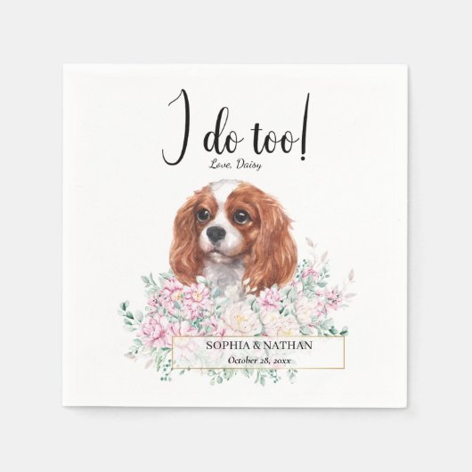 Serviette En Papier Cavalier King Charles Chien Mariage Cocktail Napki (Devant)