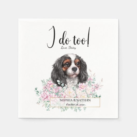 Serviette En Papier Cavalier King Charles Chien Mariage Cocktail Napki (Devant)