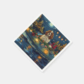 Serviette En Papier Cavalier King Charles Noël Festive Voyage (Coin)