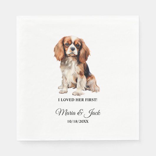 Serviette En Papier Cavalier King Charles Spaniel Mariage pour animaux (Devant)