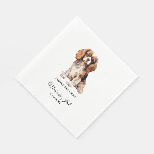 Serviette En Papier Cavalier King Charles Spaniel Mariage pour animaux (Coin)