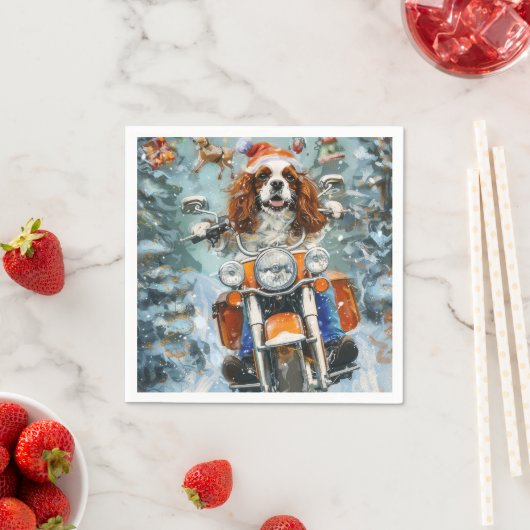 Serviette En Papier Cavalier King Charles Spaniel Noël (En situation)