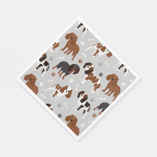 Serviette En Papier Cavalier King Charles Spaniel Paws and Bones (Coin)
