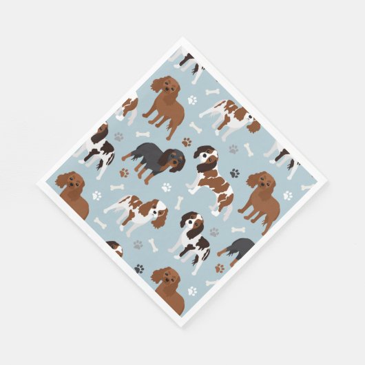 Serviette En Papier Cavalier King Charles Spaniel Paws and Bones (Coin)