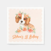 Serviette En Papier Cavalier King Charles Spaniel Peach Chien Annivers (Devant)