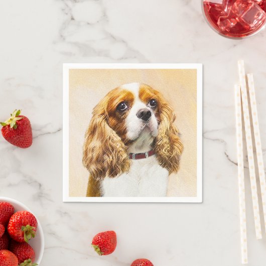 Serviette En Papier Cavalier King Charles Spaniel Peinture originale (En situation)