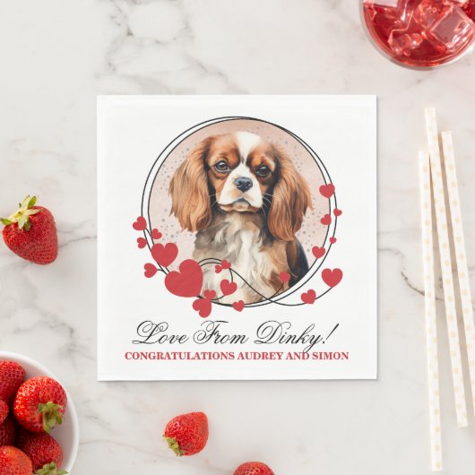 Serviette En Papier Cavalier King Charles Spaniel Red Heart Frame (En situation)