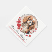 Serviette En Papier Cavalier King Charles Spaniel Red Heart Frame (Coin)