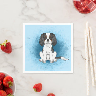 Serviette En Papier Cavalier King Charles Spaniel tricolore sur fond b
