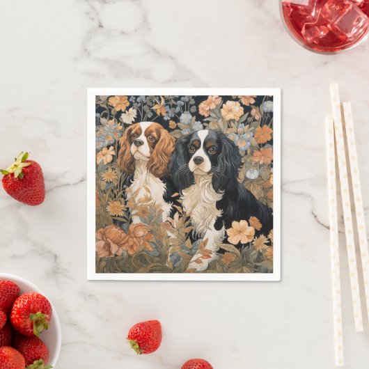 Serviette En Papier Cavalier King Charles Spaniels Tapisserie ancienne (En situation)