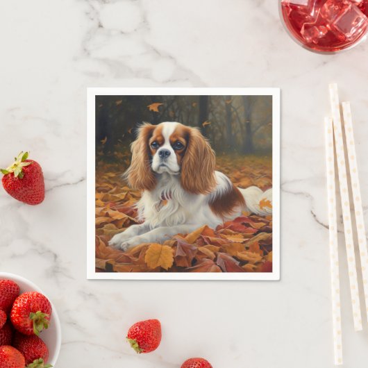 Serviette En Papier Cavalier King en automne Feuilles automne Inspirat (En situation)