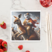 Serviette En Papier Cavalier Koala Kangourou (En situation)