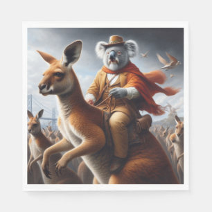 Serviette En Papier Cavalier Koala Kangourou