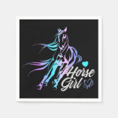 Serviette En Papier Cavalière occidentale Fête de cheval noir (Devant)