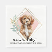 Serviette En Papier Cavapo Chien Mariage Napkins Avec Chiens Photo (Devant)