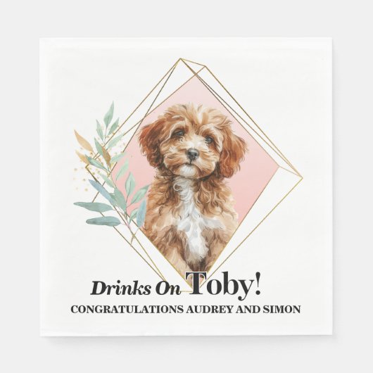 Serviette En Papier Cavapo Chien Mariage Napkins Avec Chiens Photo (Devant)