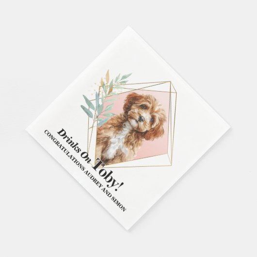 Serviette En Papier Cavapo Chien Mariage Napkins Avec Chiens Photo (Coin)