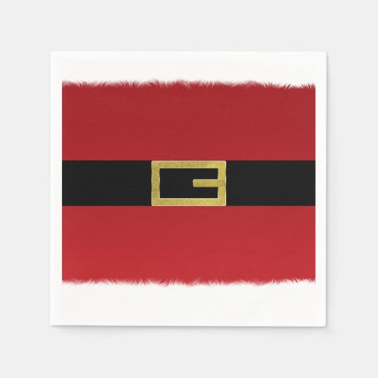 Serviette En Papier Ceinture du Père Noël rouge et fourrure blanche No (Devant)