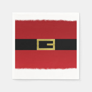 Serviette En Papier Ceinture du Père Noël rouge & Noël à fourrure blan