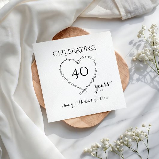 Serviette En Papier Celebrating 40 Years Anniversary with Wreath