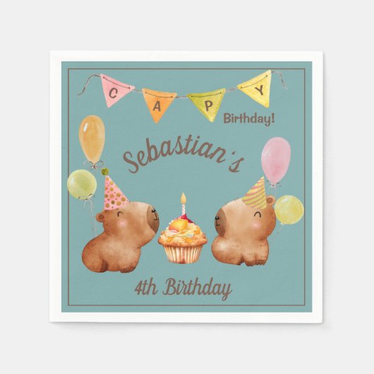 Serviette En Papier Célébration adorable de Capybara (Devant)