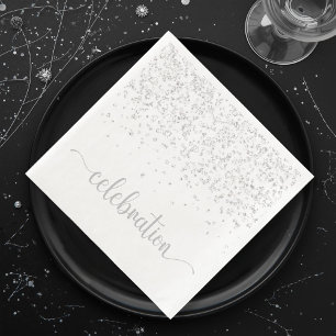 Serviette En Papier Célébration argent blanc Papier Dîner serviette