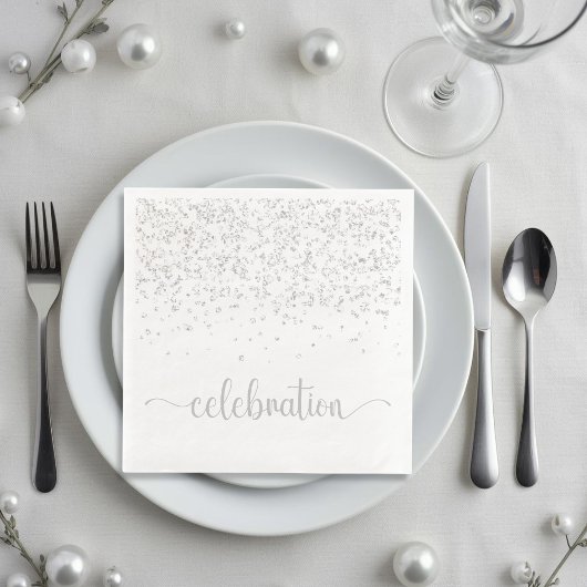 Serviette En Papier Célébration argent blanc Papier Dîner serviette