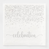 Serviette En Papier Célébration argent blanc Papier Dîner serviette (Devant)