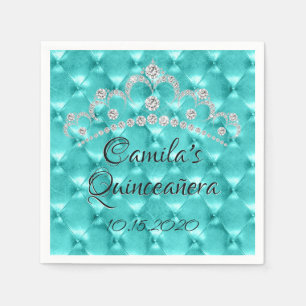Serviette En Papier Célébration bleue turquoise de Quinceañera de