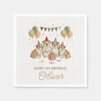 Serviette En Papier Célébration d'anniversaire des Bouledogues à l'aqu