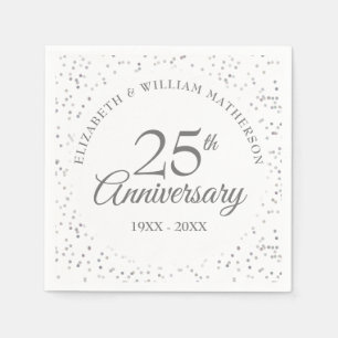 Serviette En Papier Célébration d'argent pour le 25e anniversaire