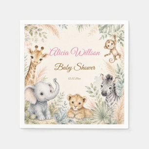 Serviette En Papier Célébration de Baby Shower Safari Fantaisiste