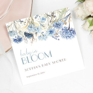 Serviette En Papier Célébration de bébé botanique bleu en fleurs