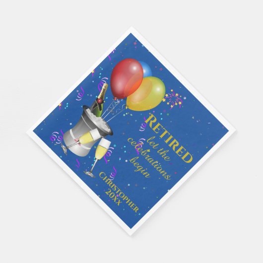 Serviette En Papier Célébration de la retraite Papier bleu Napkin (Coin)