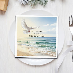 Serviette En Papier Célébration de la vie Colombe blanche sur la plage
