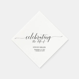 Serviette En Papier Célébration de la Vie Élégant Faire-part de funé