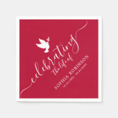 Serviette En Papier Célébration De La Vie Élégante Script Dove Funeral (Devant)