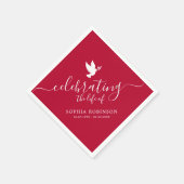 Serviette En Papier Célébration De La Vie Élégante Script Dove Funeral (Coin)