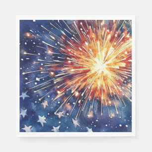 Serviette En Papier Célébration de l'Amérique. Étoiles et feux d'artif