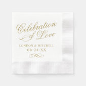 Serviette En Papier Célébration de Love Classic Elegant Gold Mariage (Devant)