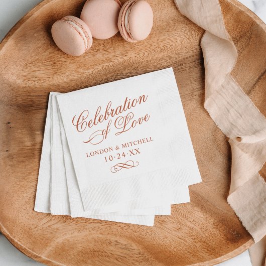 Serviette En Papier Célébration de Love Terracotta Mariage Monogramme